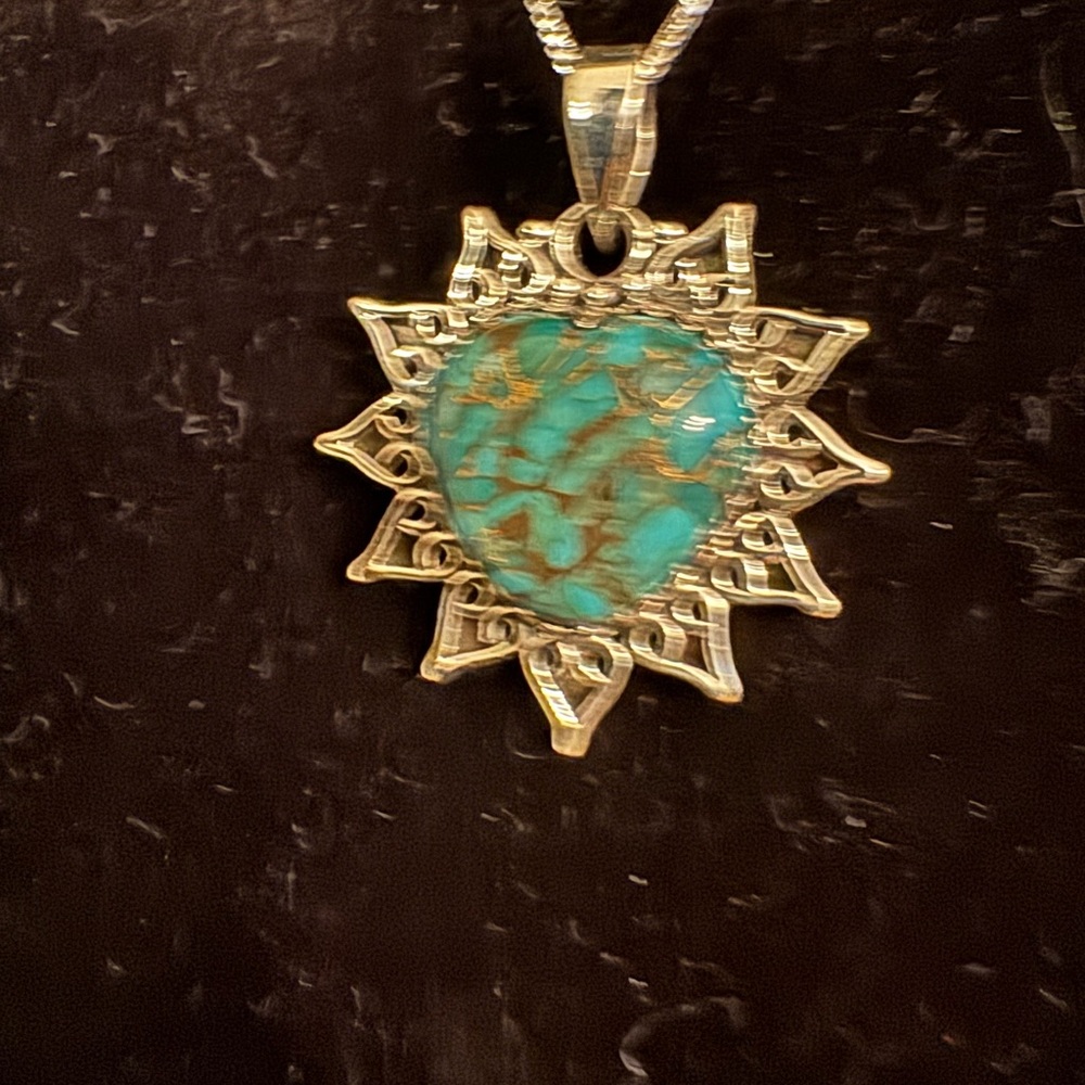 Turquoise Heart‎ Pendant sterling silver Necklace
